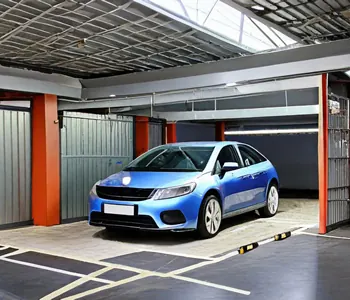 Car parked in a covered parking space